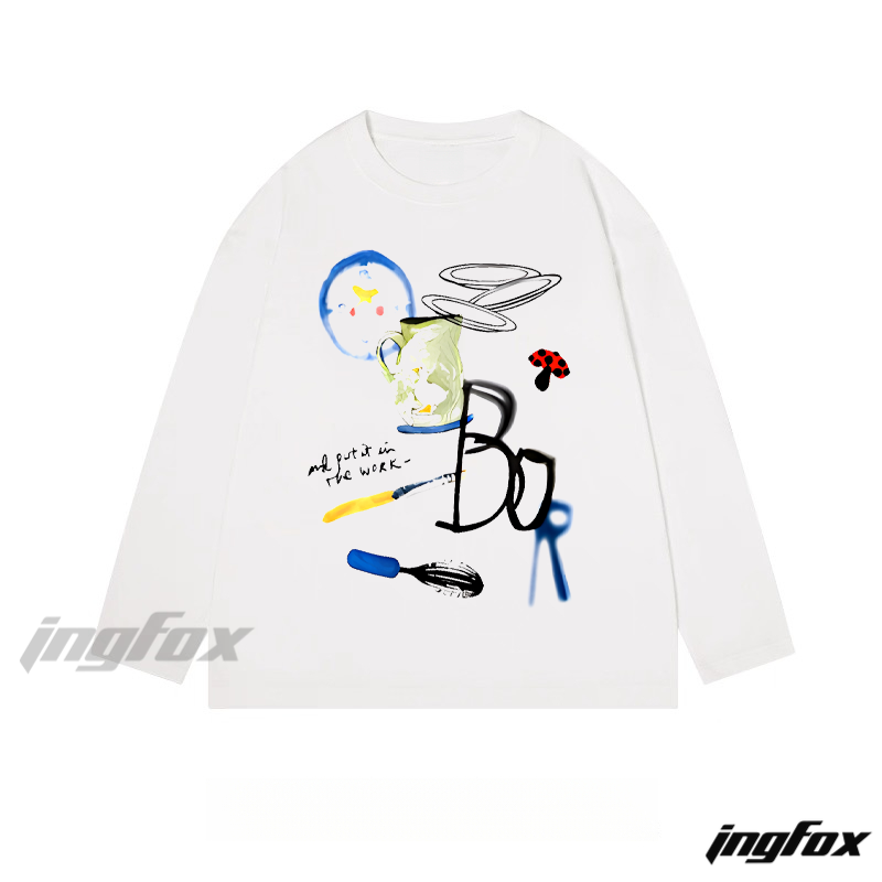 Artistic Collage - Themed Classic Cotton Long Sleeve Tee