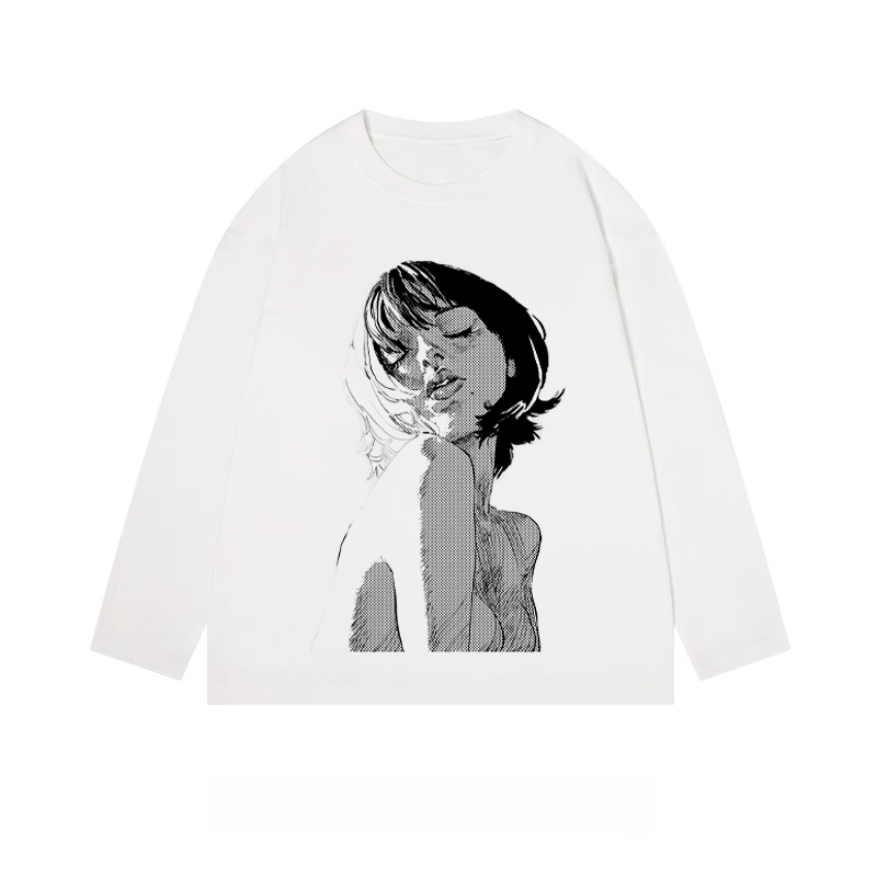 Anime Girl Sketch - Classic Cotton Long Sleeve Tee