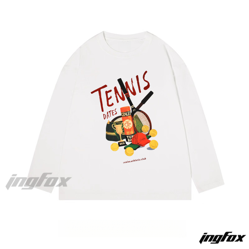 Tennis Gear Collage - Classic Cotton Long Sleeve Tee