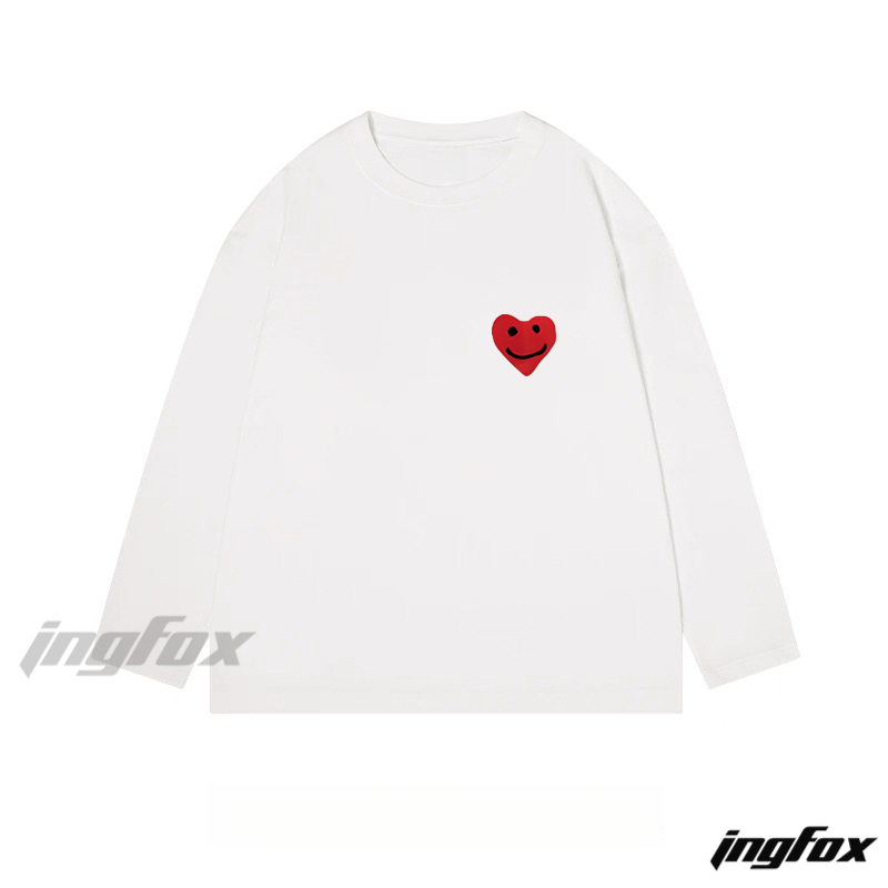 Smiling Heart Graphic - Classic Cotton Long Sleeve Tee