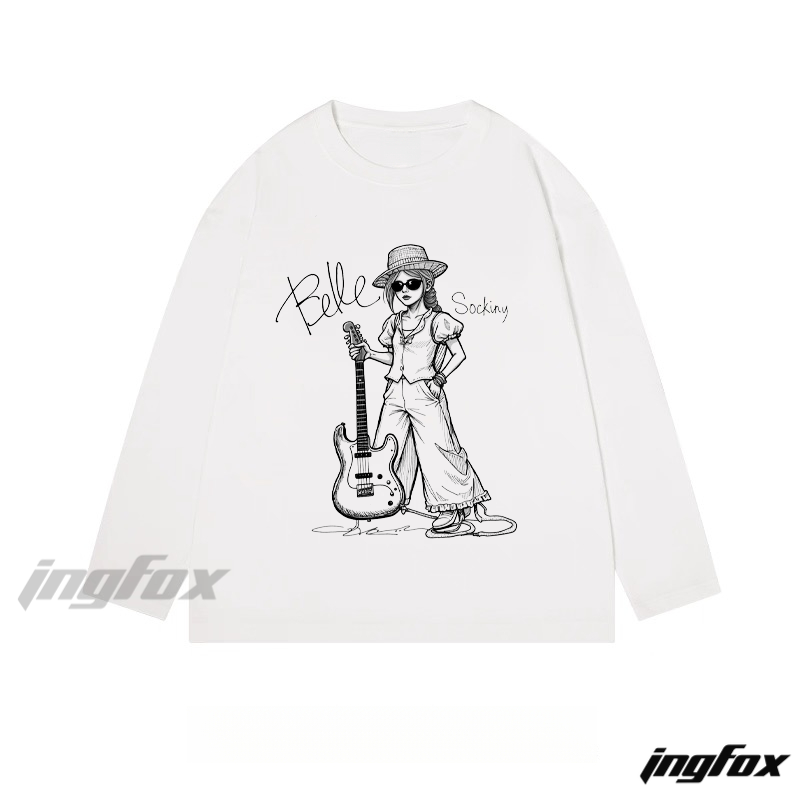 Belle Soaking Guitar - Classic Cotton Long Sleeve Tee