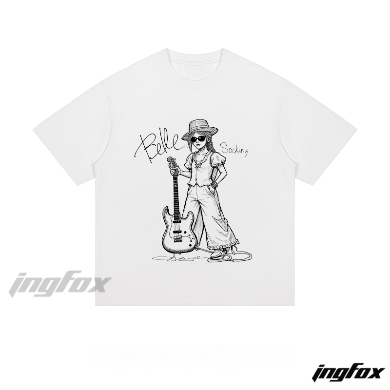 Belle Guitar Girl - Loose Fit Short Sleeve T-Shirt