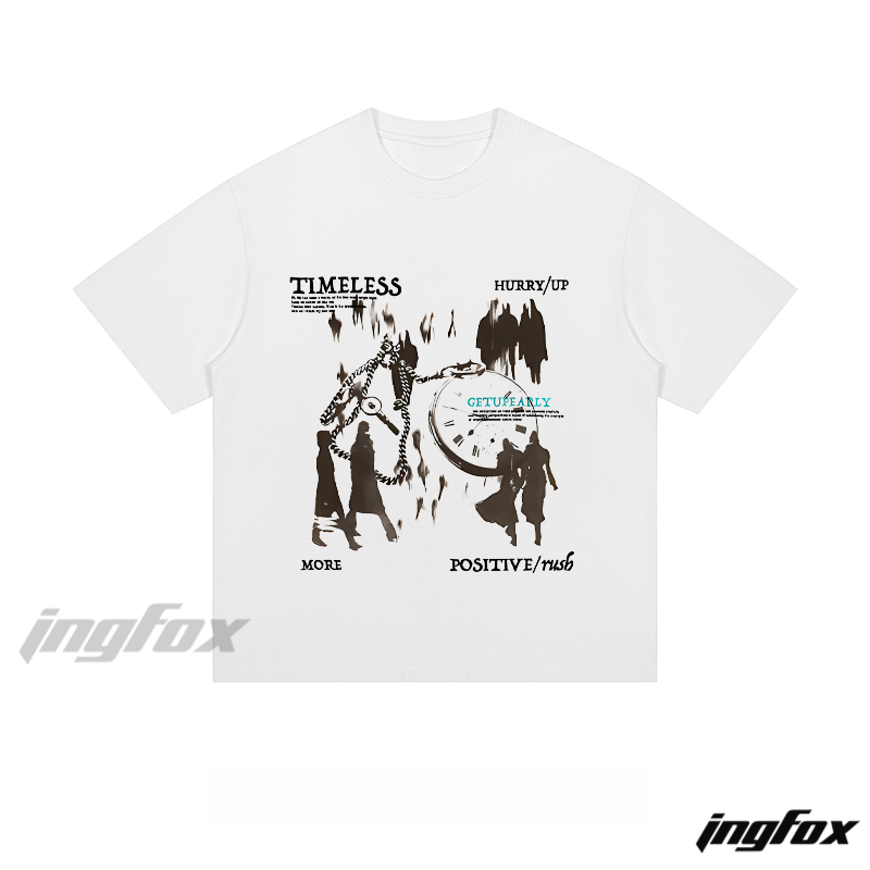 Time & Positivity Graphic Tee - Loose Fit Short Sleeve T - Shirt