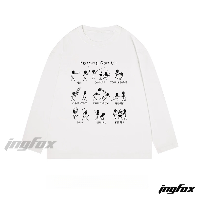 "Fencing Don'ts" Humorous - Themed Classic Cotton Long Sleeve Tee