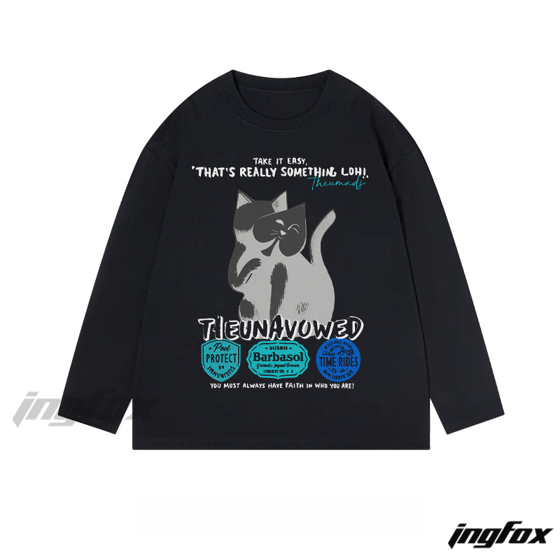 "TIeUNAVOWED" Cat - Themed Classic Cotton Long Sleeve Tee