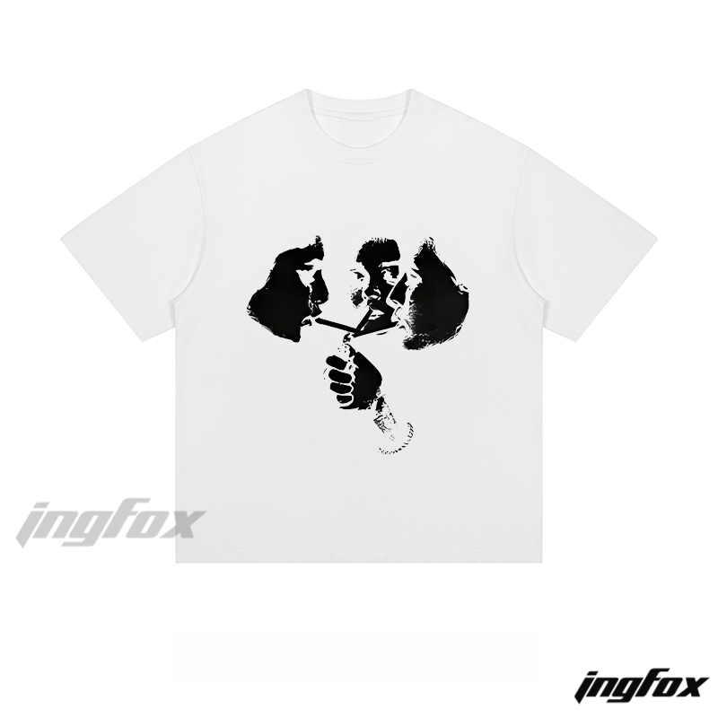 Abstract Portrait & Hand Graphic - Loose Fit Short Sleeve T - Shirt