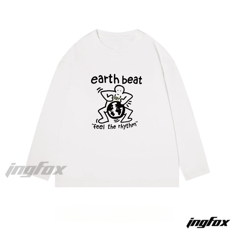 "Earth Beat" Graphic - Classic Cotton Long Sleeve Tee