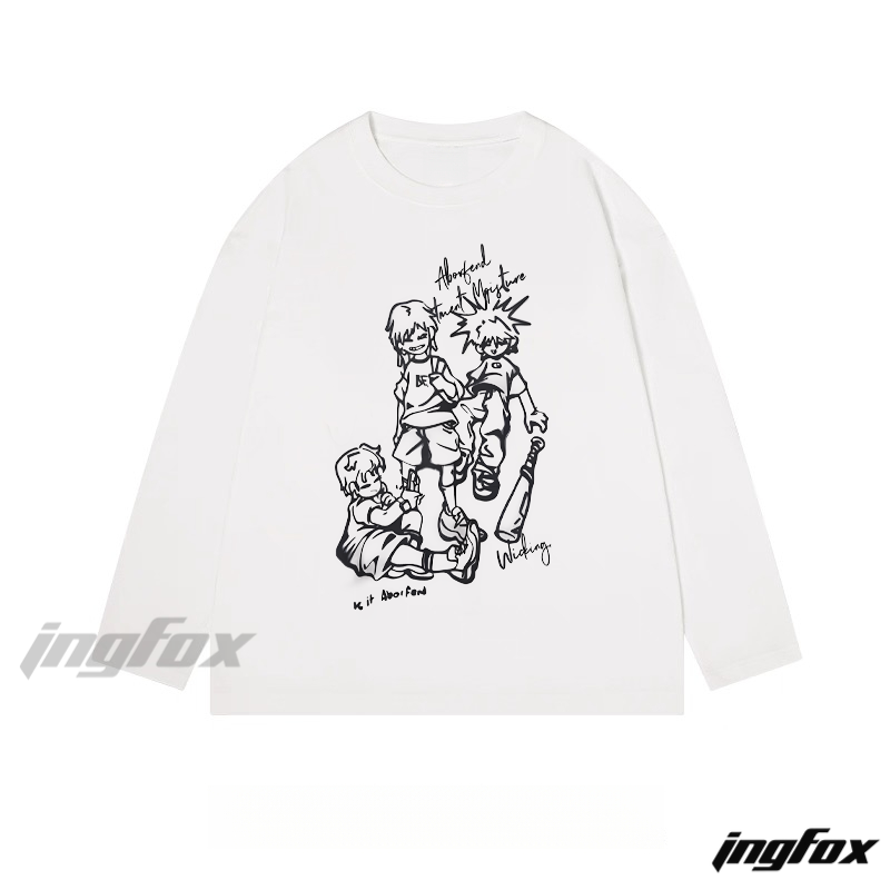Cartoon Character Group - Themed Classic Cotton Long Sleeve Tee