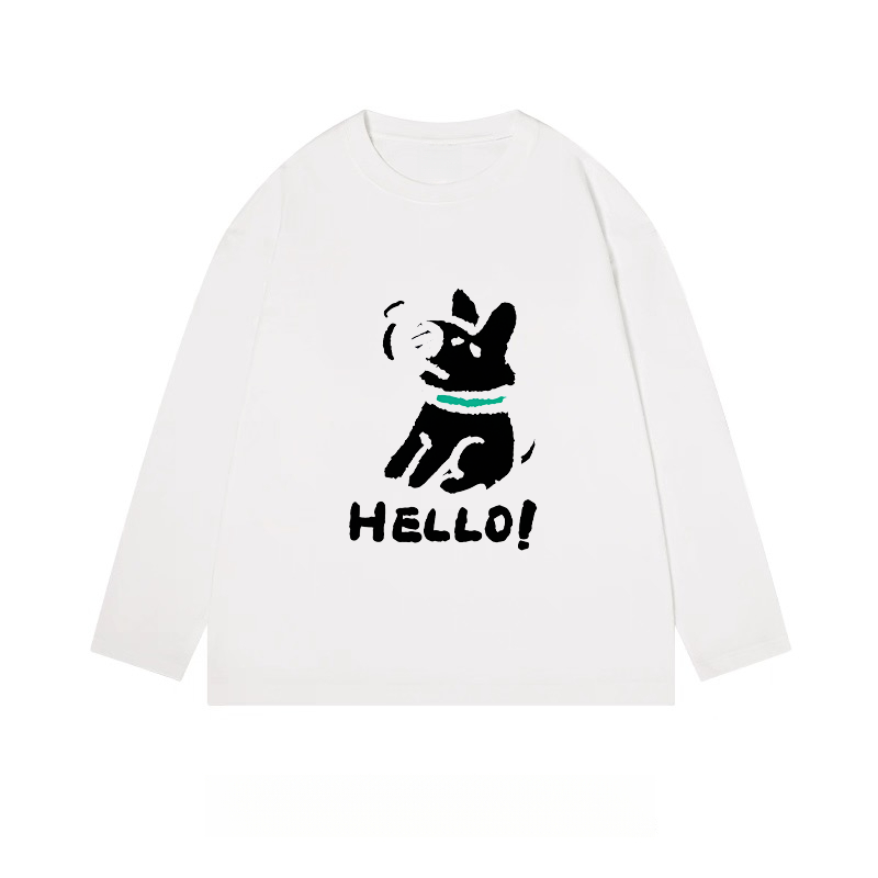 "Hello!" Dog Graphic Long - Sleeve Tee