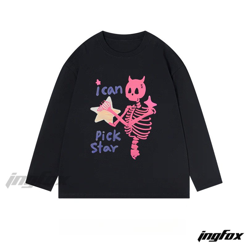 "I Can Pick Star" Skeleton - Themed Classic Cotton Long Sleeve Tee