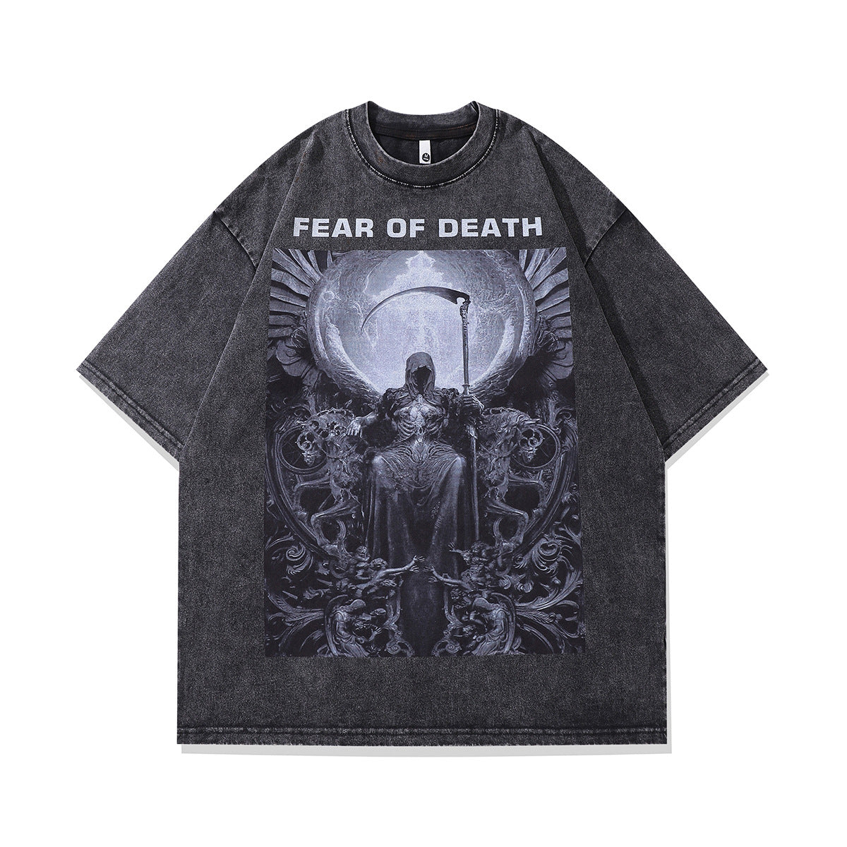 Spiked Mask Graphic - Vintage Washed Oversized T - Shirt