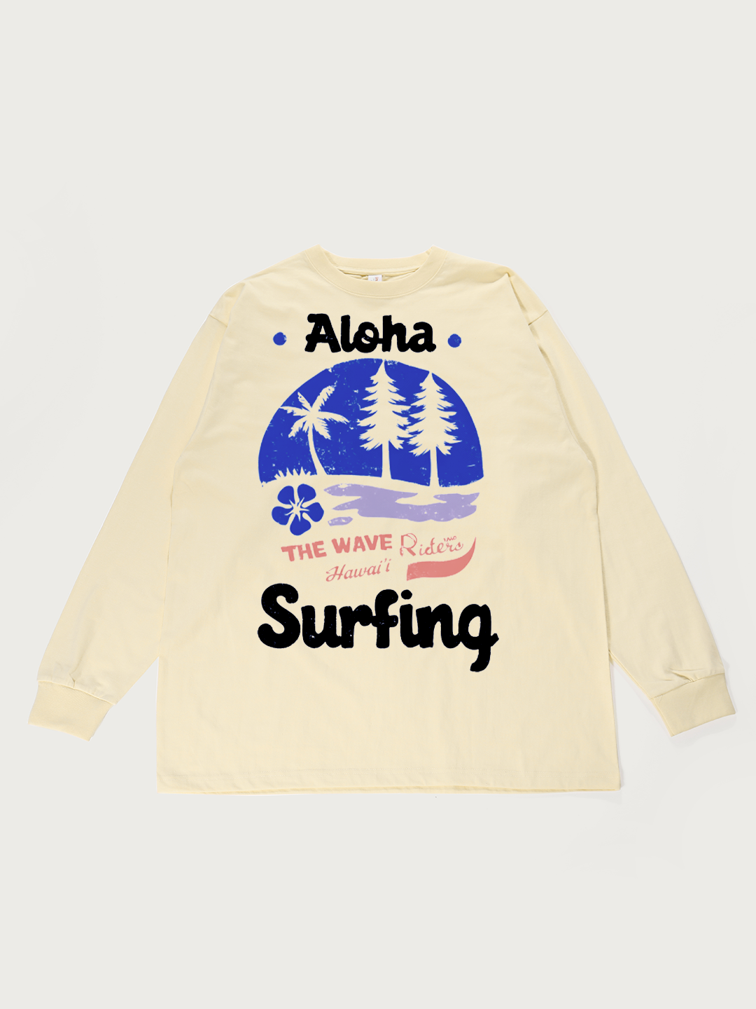 Aloha Hawaii Surfing - Unisex Retro Cotton Long Sleeve T-Shirt