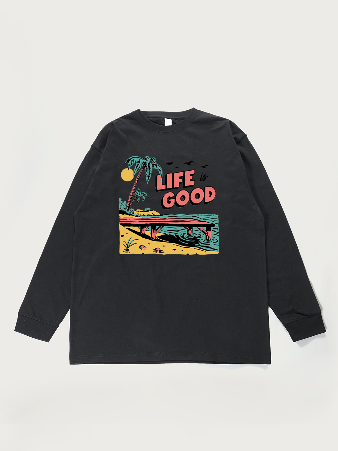 Life Is Good Beach - Unisex Retro Cotton Long Sleeve T-Shirt