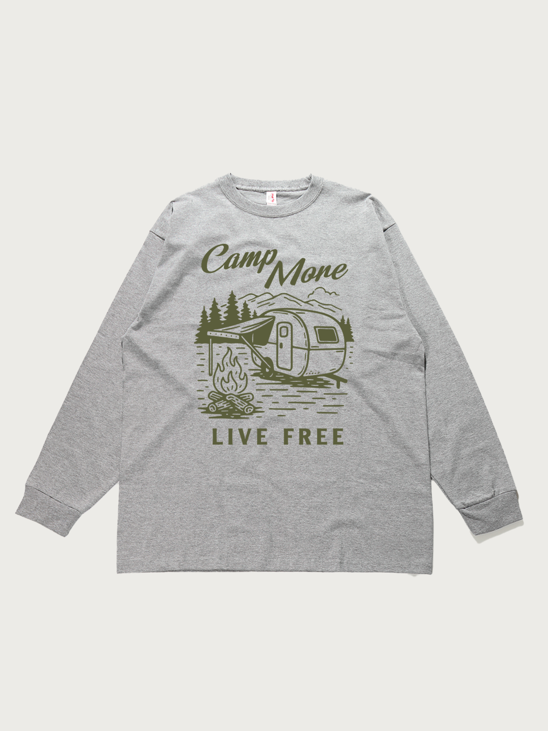 Camp More Live Free - Unisex Retro Cotton Long Sleeve T-Shirt