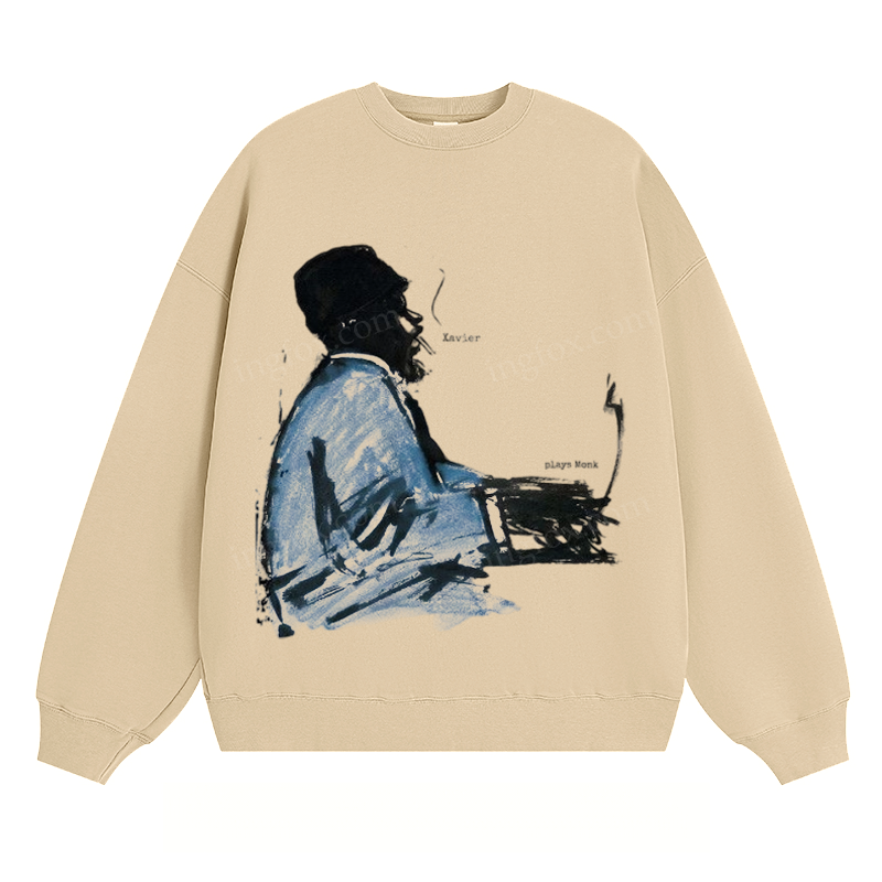 Jazz Pianist Portrait - Classic Unisex Fit Crewneck Sweatshirt