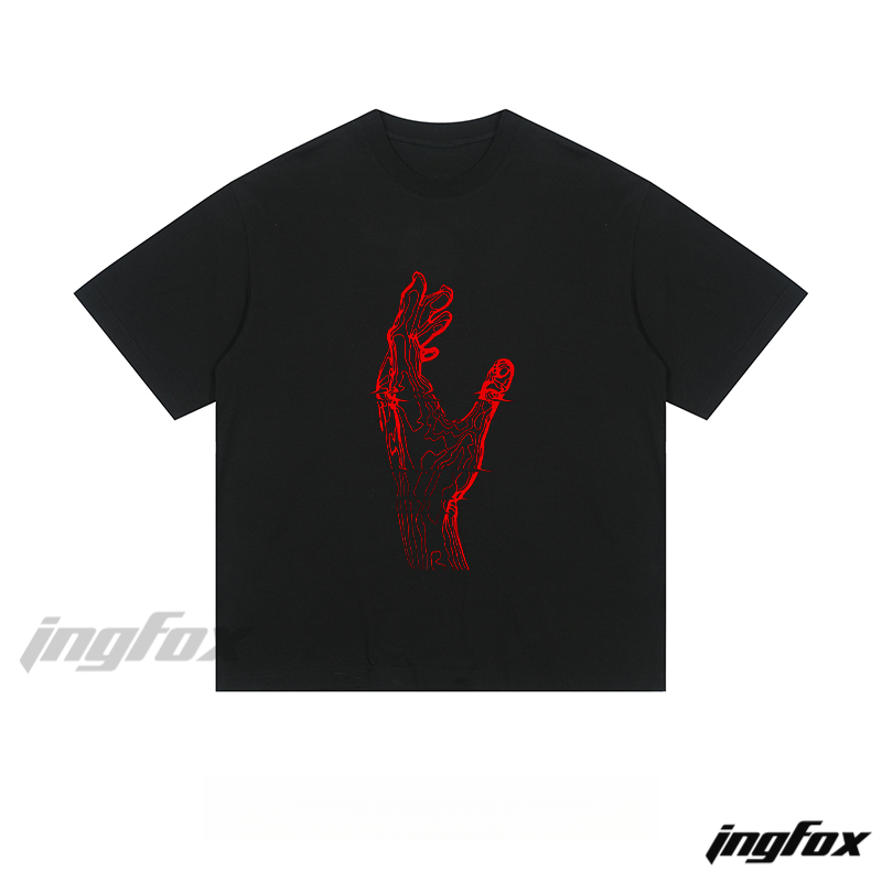 Line Art Hand - Loose Fit Short Sleeve T - Shirt