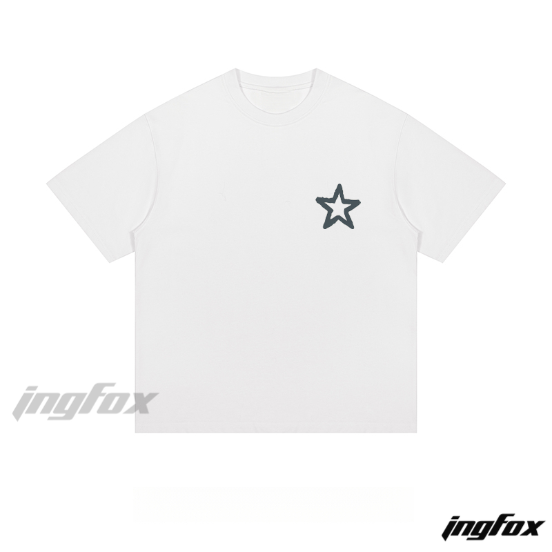 Minimalist Star Accent - Loose Fit Short Sleeve T-Shirt