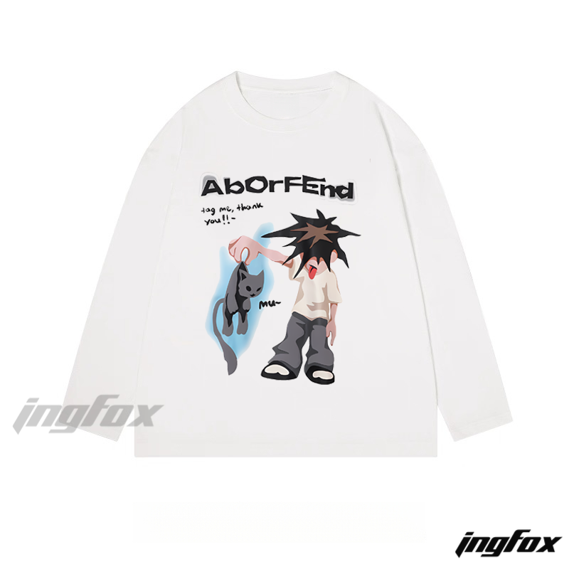"AbOrFEnD" Anime - Style Character - Themed Classic Cotton Long Sleeve Tee