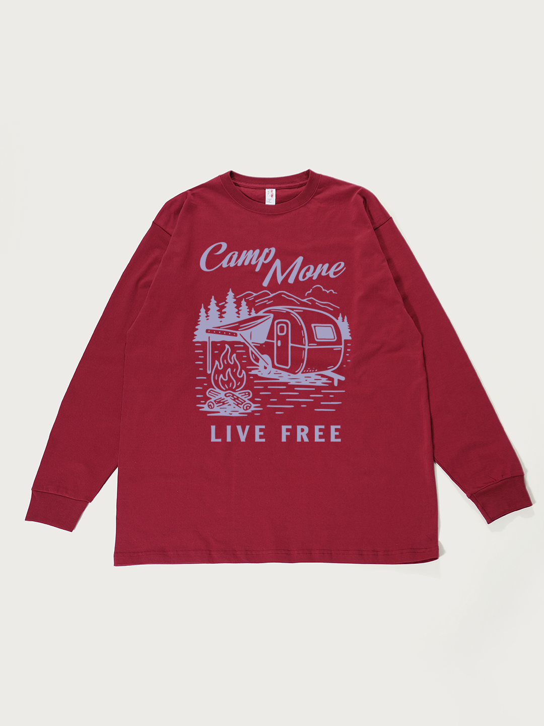 Camp More Live Free - Unisex Retro Cotton Long Sleeve T-Shirt