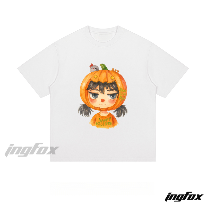 Halloween Pumpkin Girl Graphic - Loose Fit Short Sleeve T-Shirt