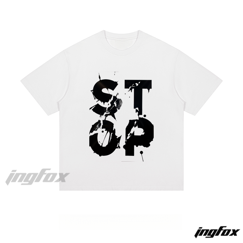 Splash “STOP” Text - Loose Fit Short Sleeve T-Shirt