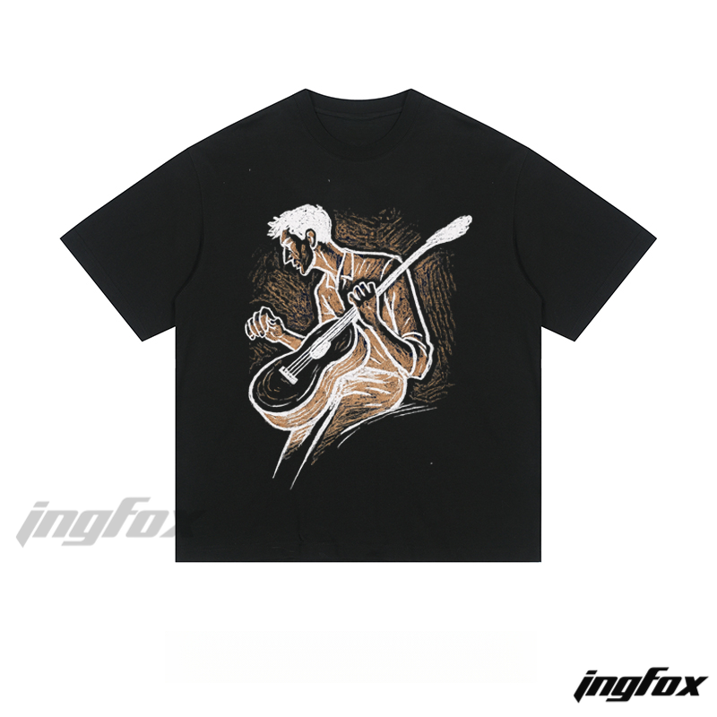 Guitar - Player Sketch - Loose Fit Short Sleeve T - Shirt