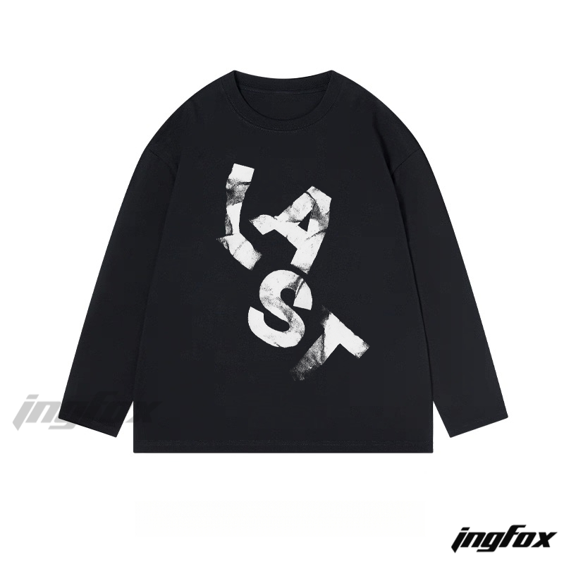 "LAST" Distressed Text Graphic - Classic Cotton Long Sleeve Tee