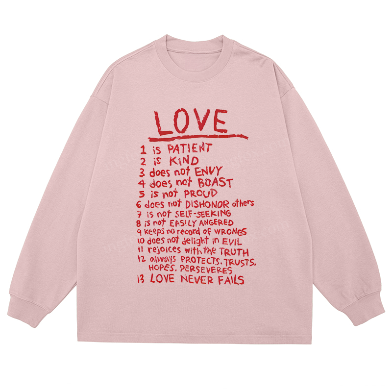 "Love Is..." Biblical Quote - Classic Unisex Fit Cotton Long Sleeve Tee