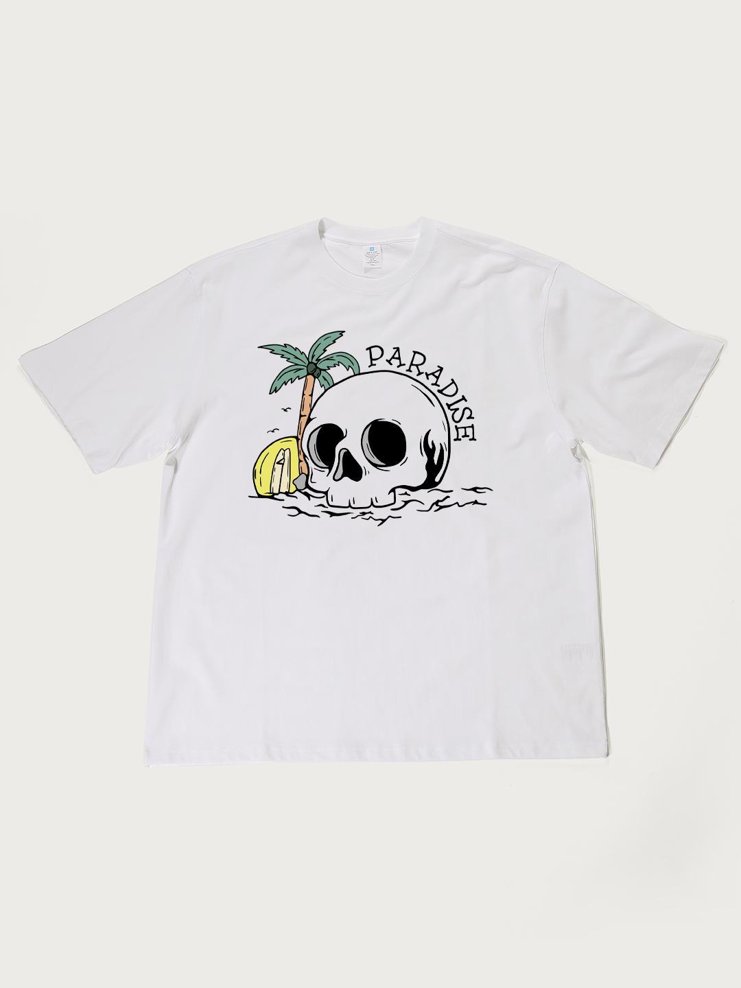 Paradise Skull Beach - Unisex Retro Cotton Short Sleeve T-Shirt