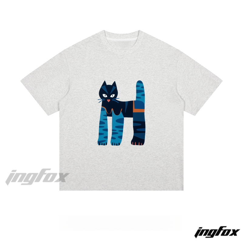 Artistic Patchwork Cat - Loose Fit Short Sleeve T-Shirt