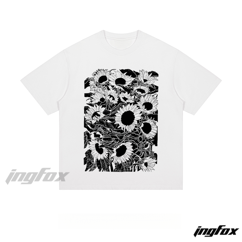 Sunflower Monochrome Illustration - Loose Fit Short Sleeve T-Shirt