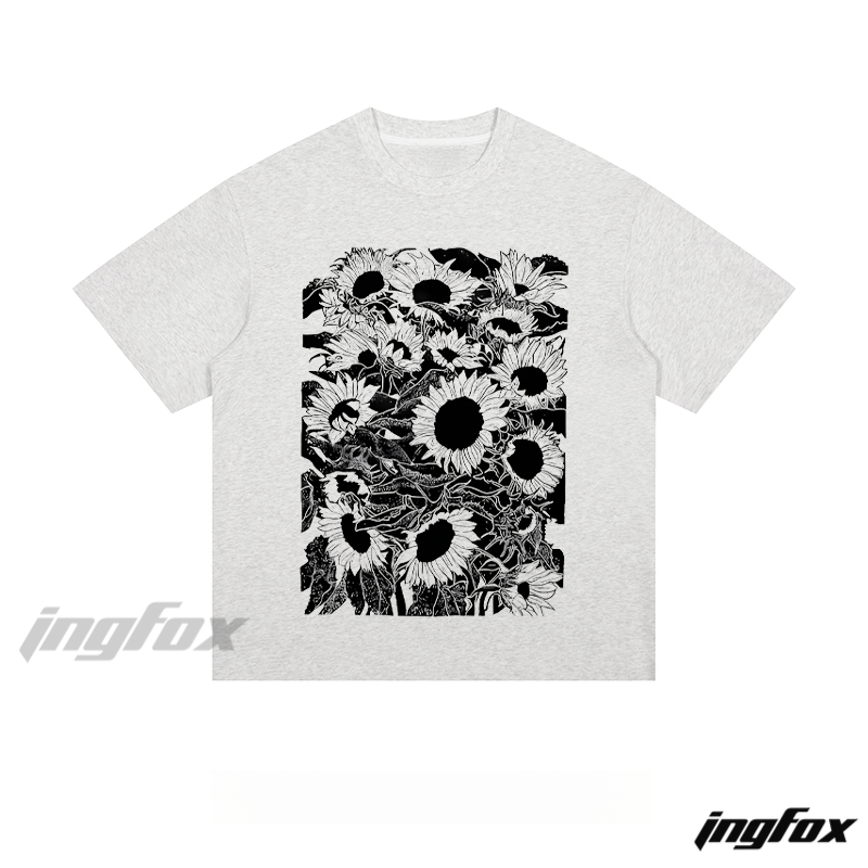 Sunflower Monochrome Illustration - Loose Fit Short Sleeve T-Shirt