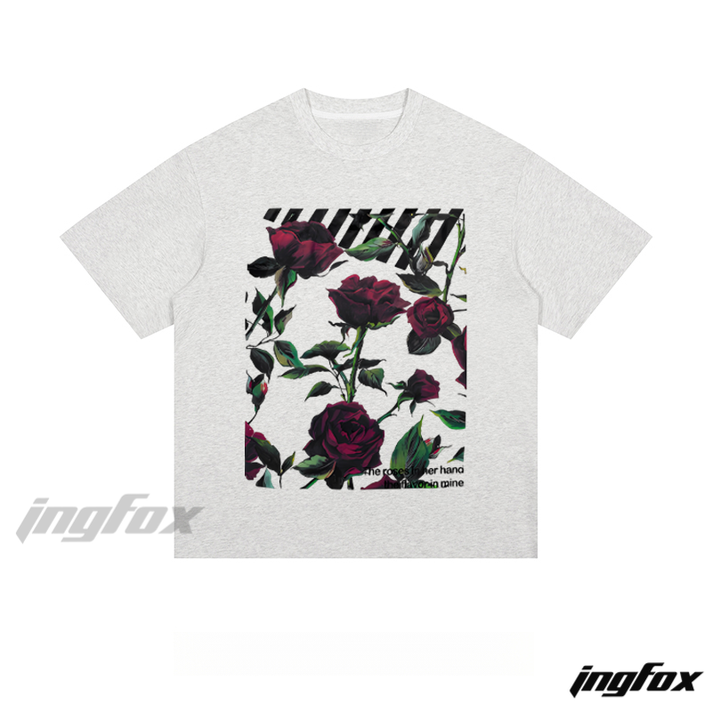 Romantic Red Rose & Poetic Text - Loose Fit Short Sleeve T-Shirt