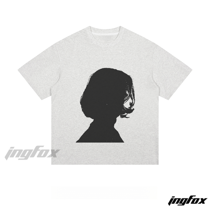 Short - Haired Silhouette - Loose Fit Short Sleeve T - Shirt