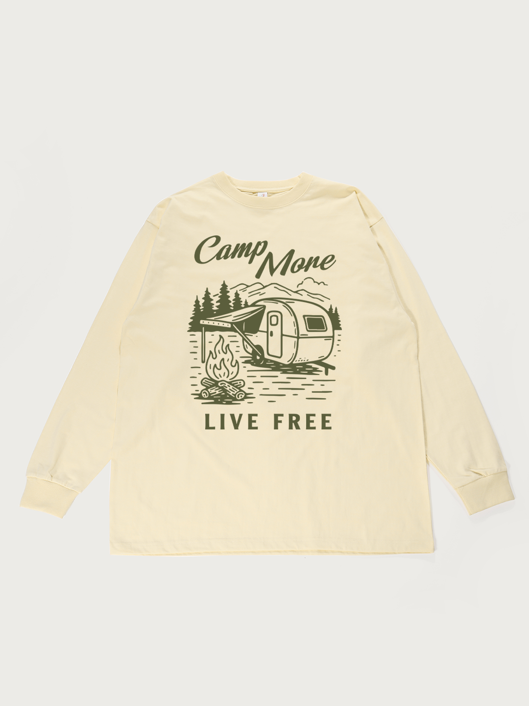 Camp More Live Free - Unisex Retro Cotton Long Sleeve T-Shirt