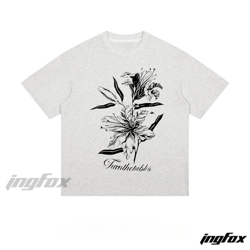 Floral Sketch - Loose Fit Short Sleeve T - Shirt