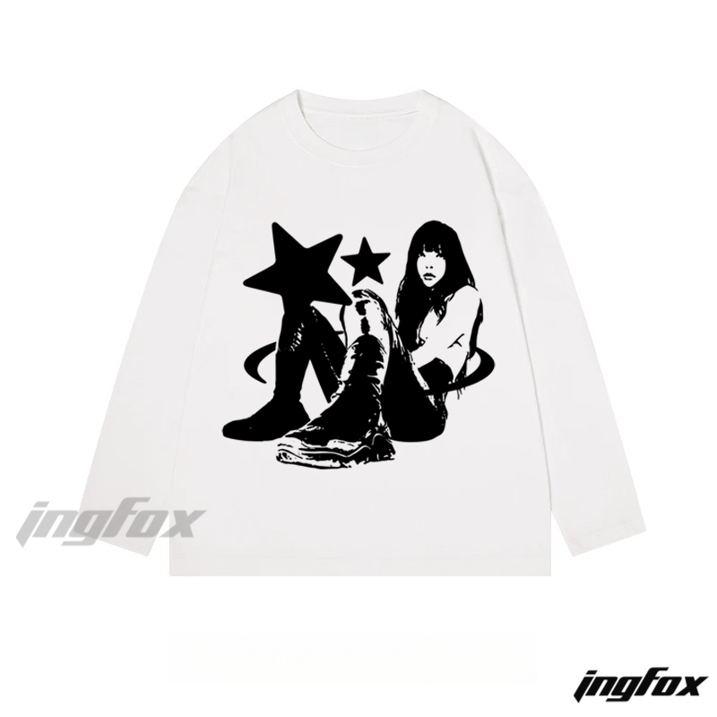 Star - Girl Silhouette - Classic Cotton Long Sleeve Tee