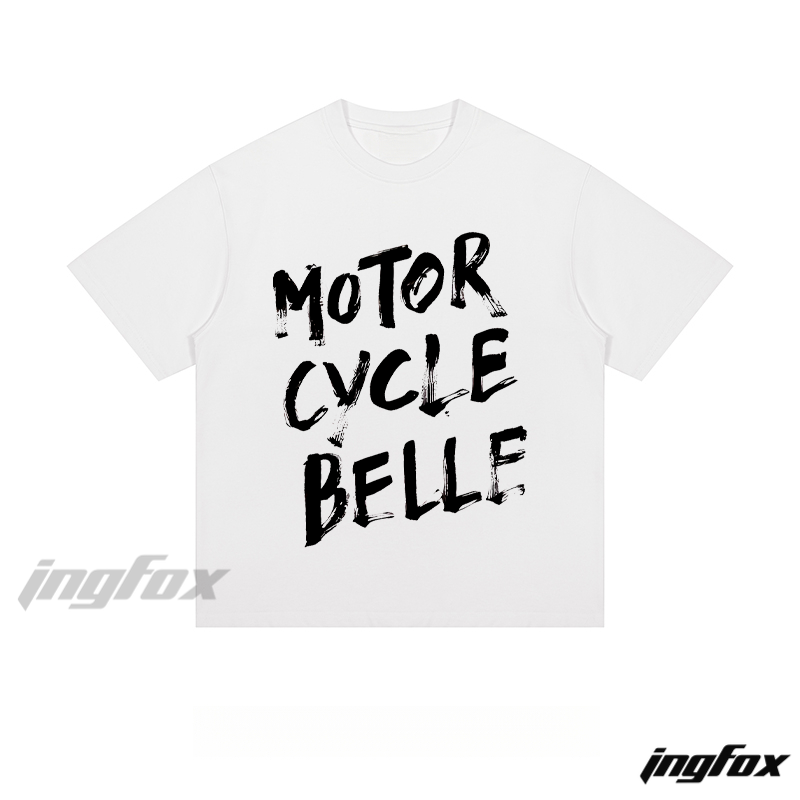 "Motorcycle Belle" Brush Text - Loose Fit Short Sleeve T-Shirt
