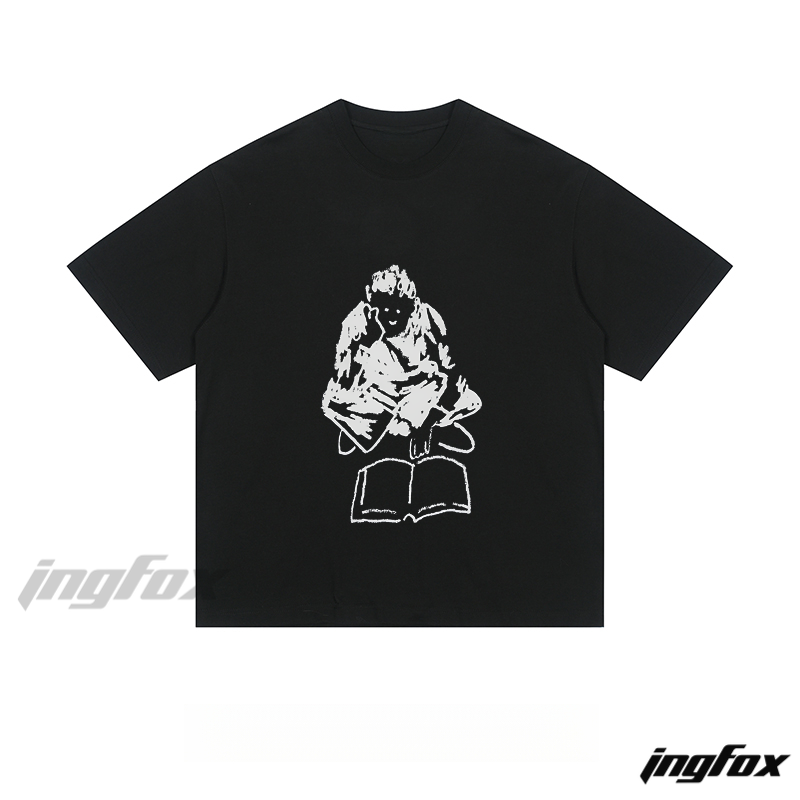 Ink - Sketch Reading Figure - Loose Fit Short Sleeve T - Shirt