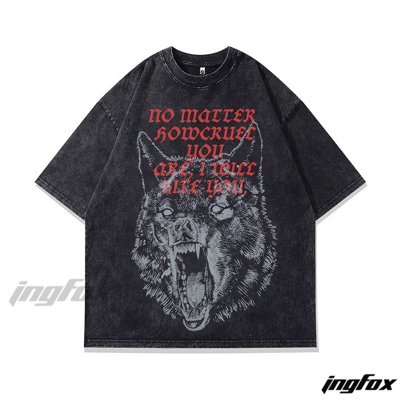 Wolf Bite Attitude - Vintage Washed Oversized T-Shirt