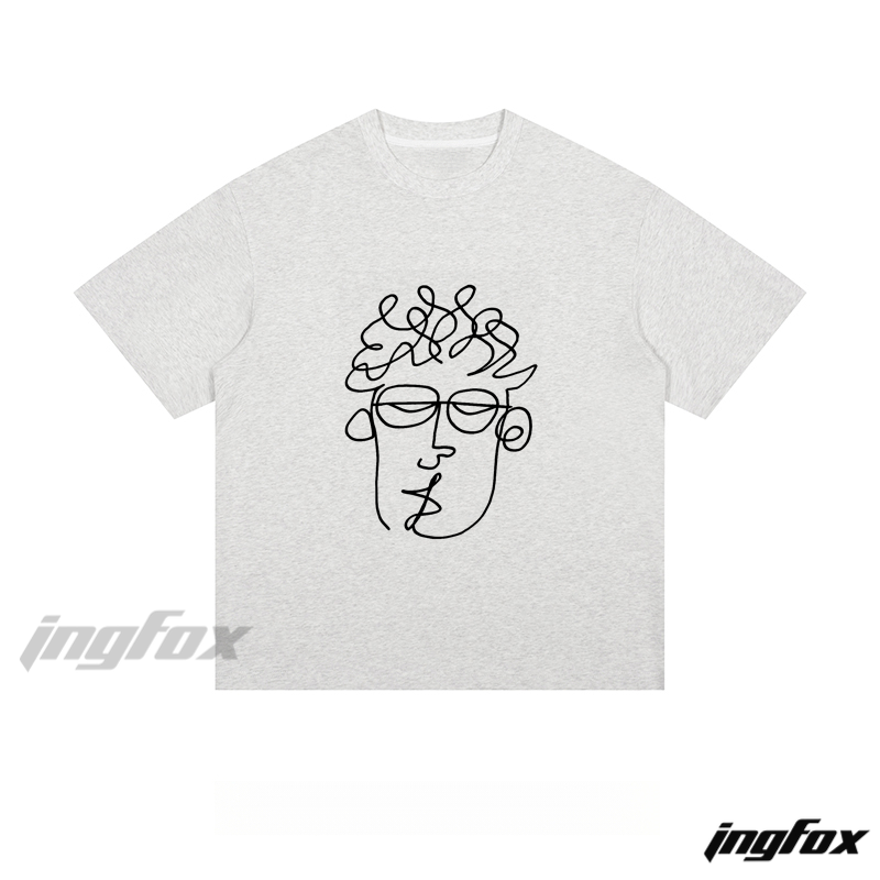 Minimalist Line Art Face - Loose Fit Short Sleeve T-Shirt