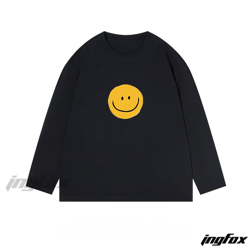 Smiley Face Graphic - Classic Cotton Long Sleeve Tee