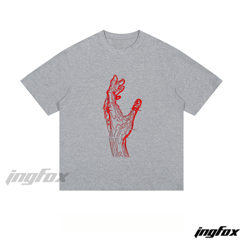 Line Art Hand - Loose Fit Short Sleeve T - Shirt