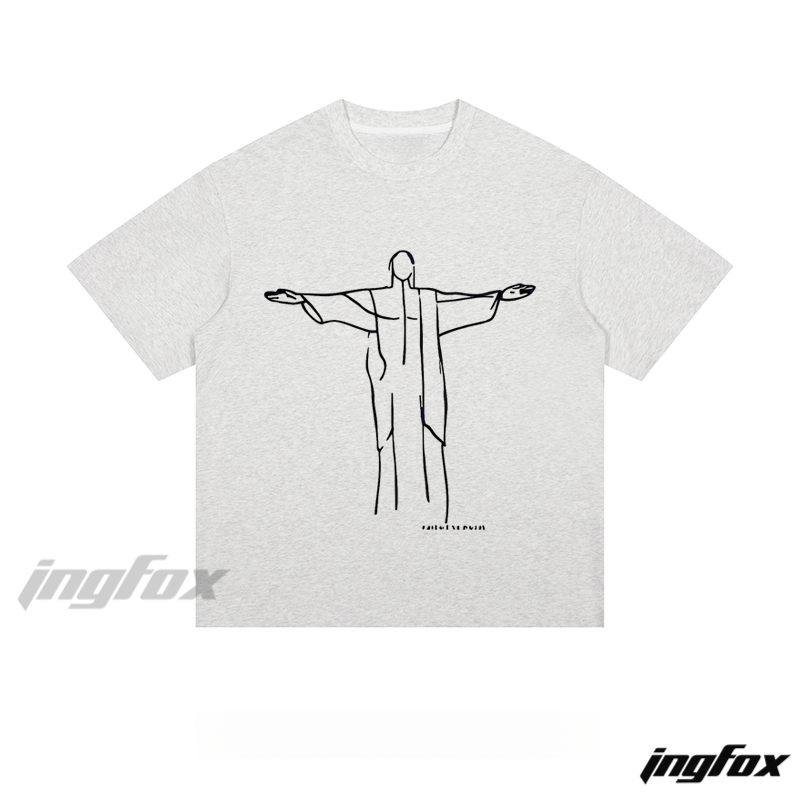 Minimalist Statue Line Art - Loose Fit Short Sleeve T - Shirt
