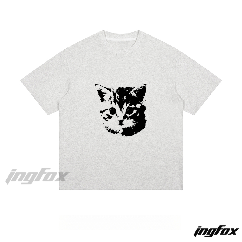 Kitten Face Silhouette - Loose Fit Short Sleeve T-Shirt