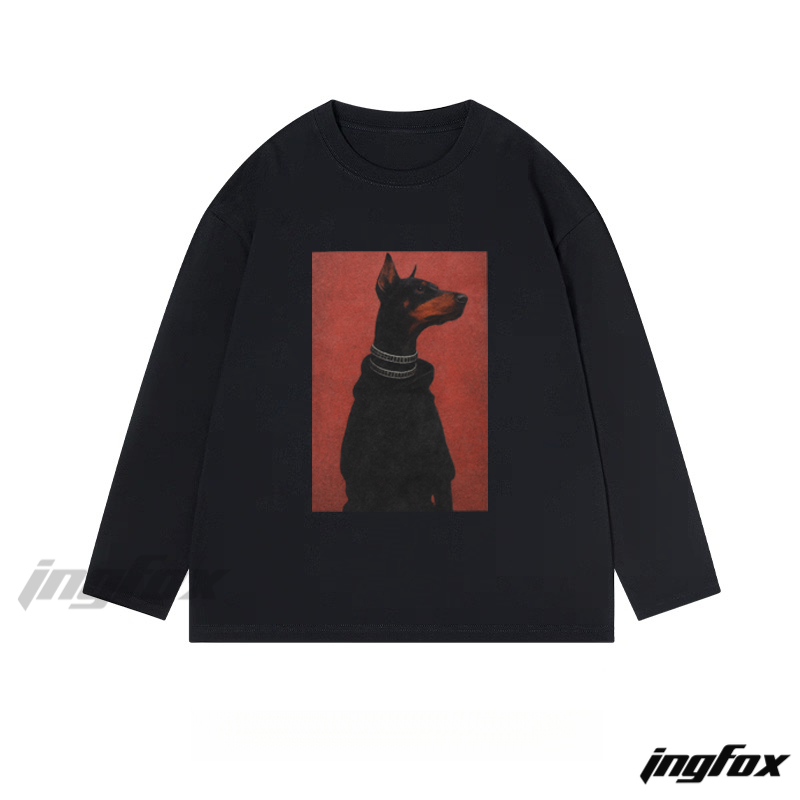 Stylish Doberman Graphic - Classic Cotton Long Sleeve Tee