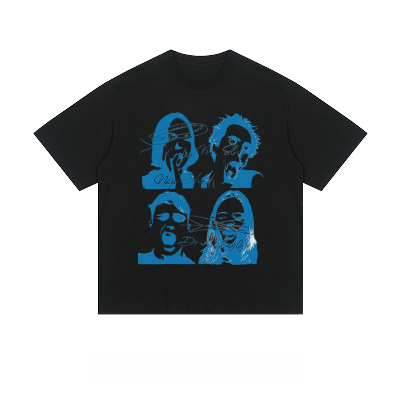 Expressionist Faces Loose - Fit Short - Sleeve T - Shirt