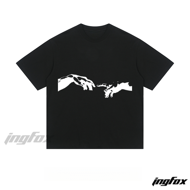 "Creation of Adam" Hands - Loose Fit Short Sleeve T - Shirt