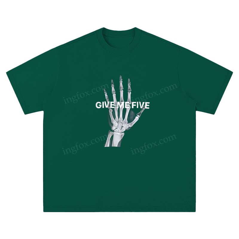 "Give Me Five" Skeleton Hand - Unisex Fit Short Sleeve T - Shirt