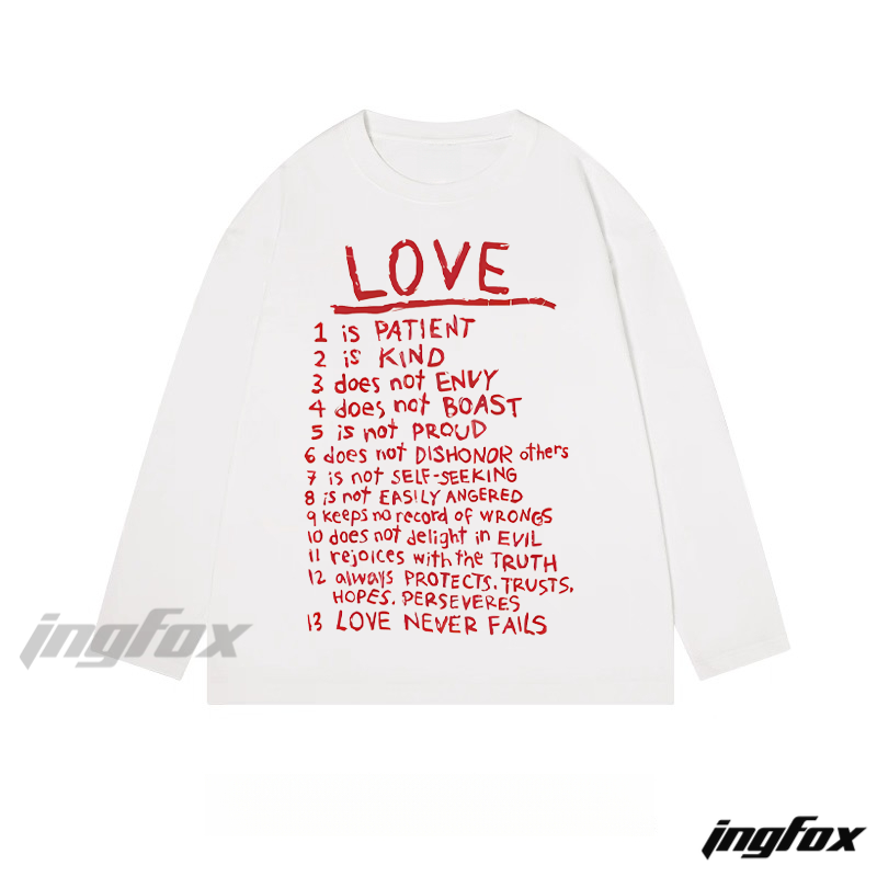 "Love" Qualities List Graphic - Classic Cotton Long Sleeve Tee